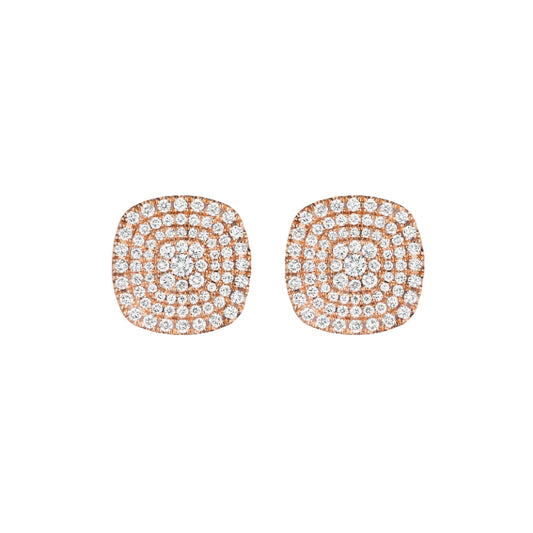 Henri Daussi 18k Rose Gold Diamond Stud Earrings