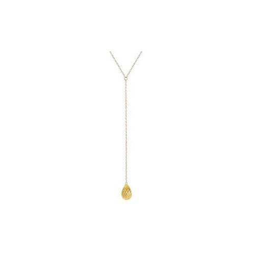 14K Yellow Gold Citrine 2 Inch Drop Y-Necklace