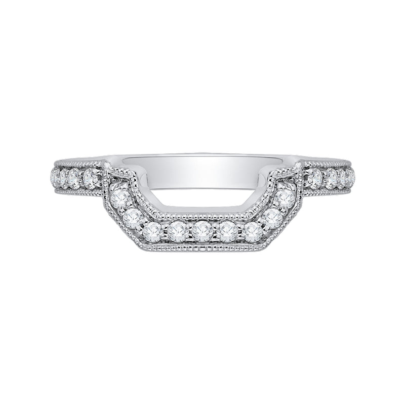 Shah Luxury 14K White Gold Diamond Wedding Band with Euro Shank