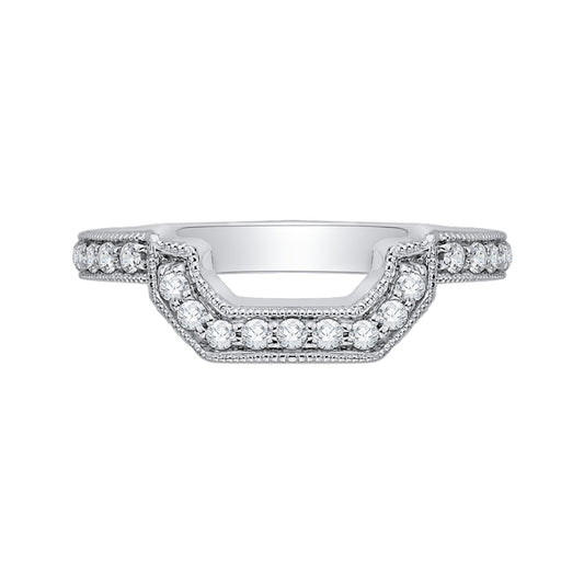 Shah Luxury 14K White Gold Diamond Wedding Band with Euro Shank