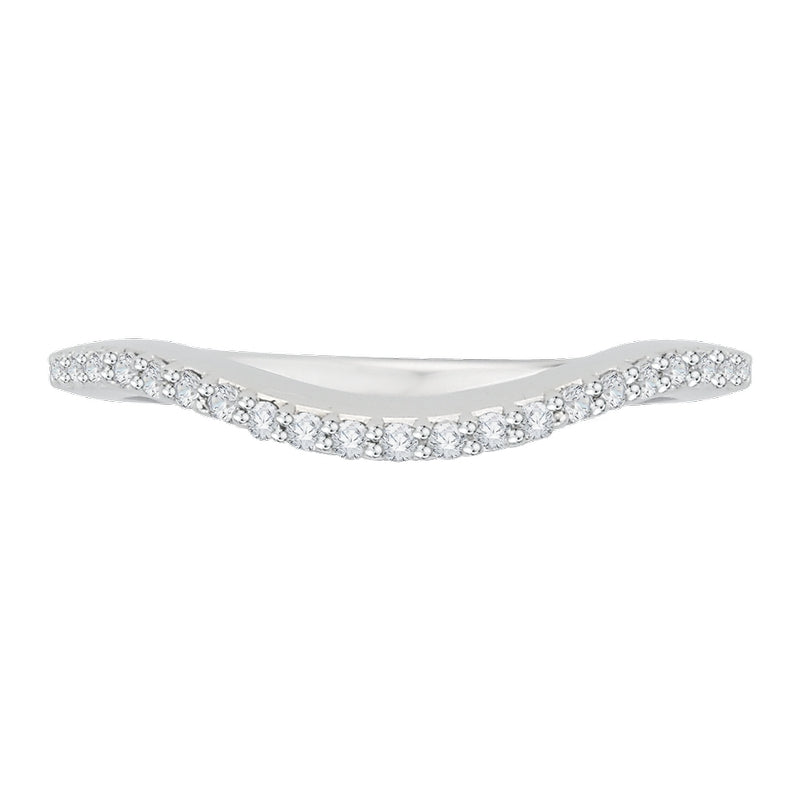 Shah Luxury 14K White Gold Diamond Half Eternity Euro shank Wedding Band