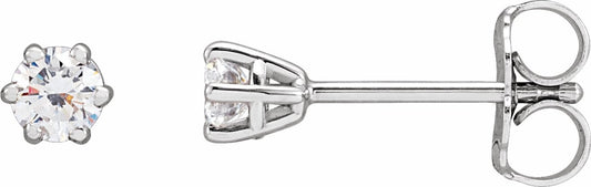 14K White 3.2 mm I2 1/4 CTW Diamond 6-Prong Wire Basket Earrings