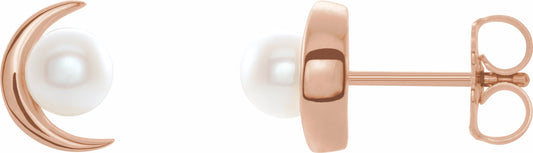 14K Rose Freshwater Cultured Pearl Earrings