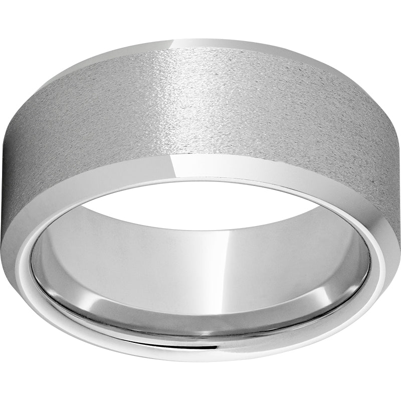Serinium 10mm Beveled Edge Band with Stone Finish