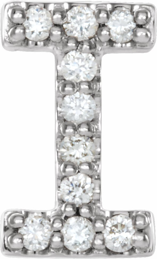 14K White .04 CTW Diamond Single Initial I Earring