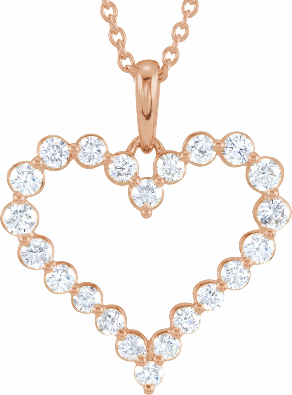 14K Rose 1 CTW Diamond Heart 18 Necklace