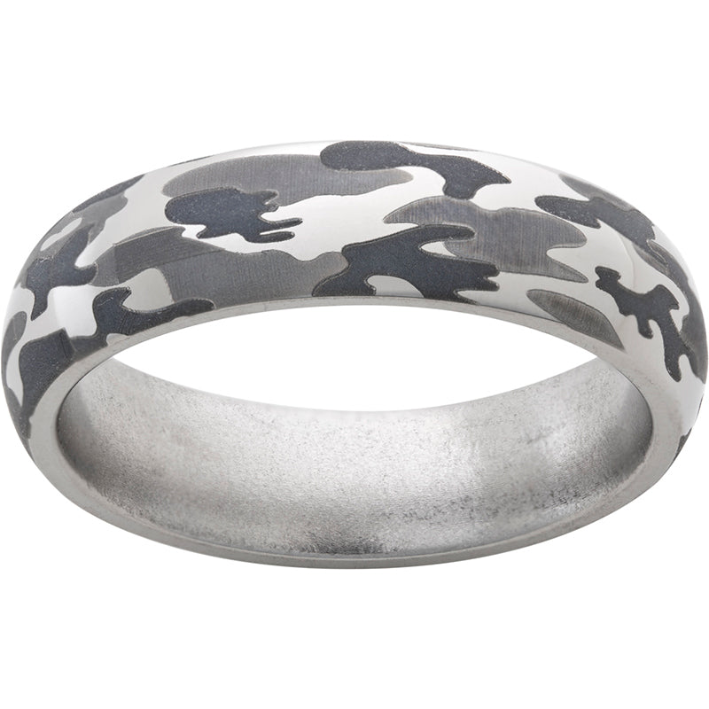 Titanium Domed Band with Camo Laser Engraving