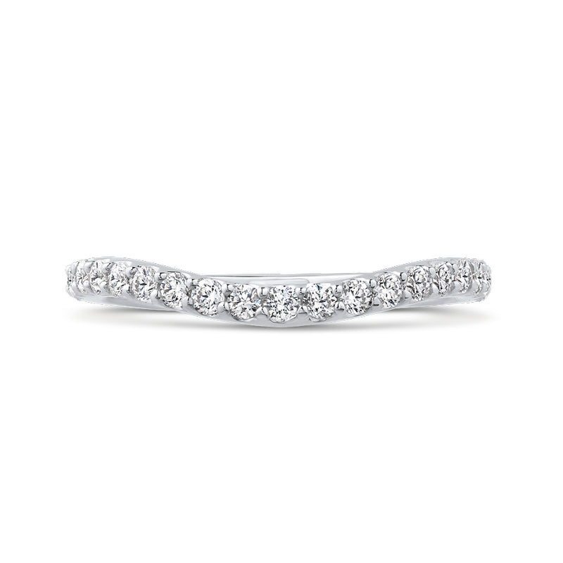 Shah Luxury 14K White Gold Round Diamond Wedding Band