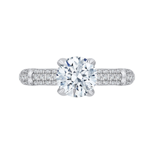 Shah Luxury 14K White Gold Round Diamond Cathedral Style Engagement Ring (Semi-Mount)