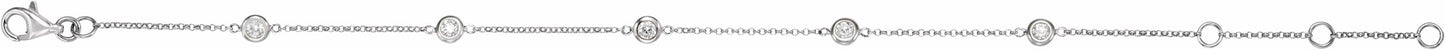 14K White 1/4 CTW Diamond Bezel-Set 5-Station Bracelet