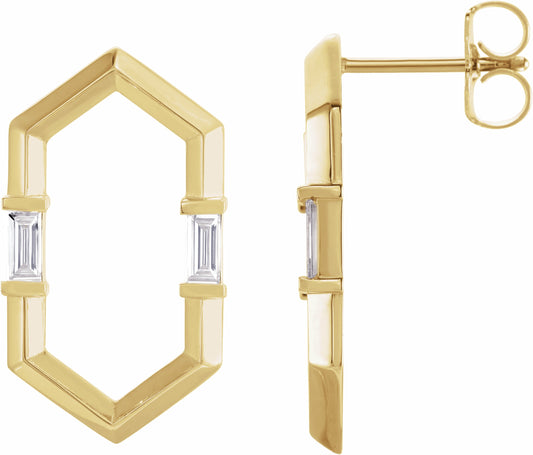 14K Yellow 1/3 CTW Diamond Geometric Earrings