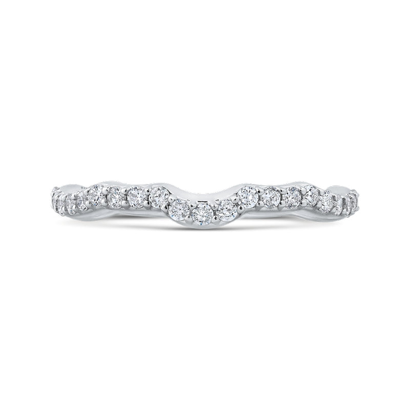Shah Luxury 14K White Gold Round Diamond Wedding Band