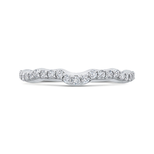 Shah Luxury 14K White Gold Round Diamond Wedding Band
