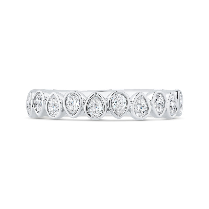 Shah Luxury 14K White Gold Round Cut Diamond Wedding Band
