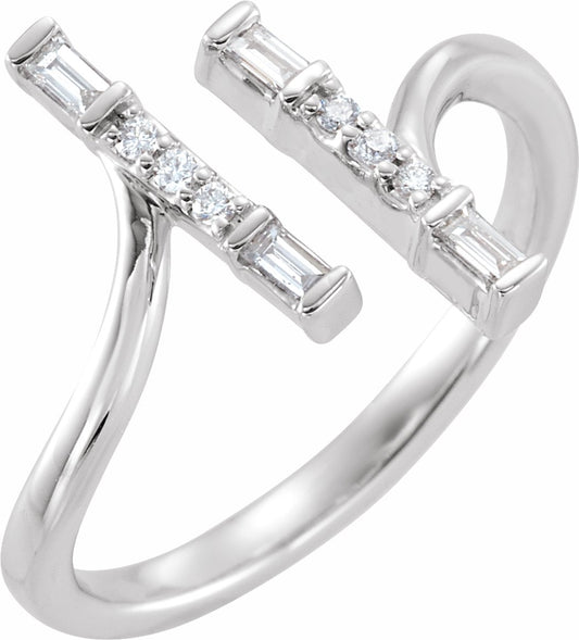 14K White 1/6 CTW Diamond Double Bar Ring