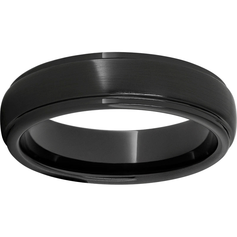 Black Diamond Ceramic Domed Grooved Edge Band with a Satin Finish