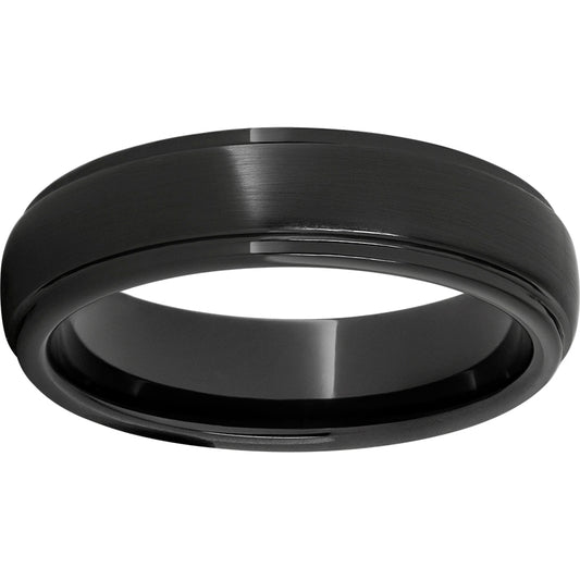 Black Diamond Ceramic Domed Grooved Edge Band with a Satin Finish