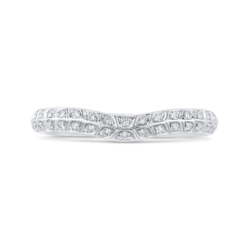 Shah Luxury 14K White Gold Double Row Diamond Wedding Band