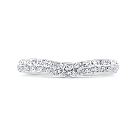 Shah Luxury 14K White Gold Double Row Diamond Wedding Band