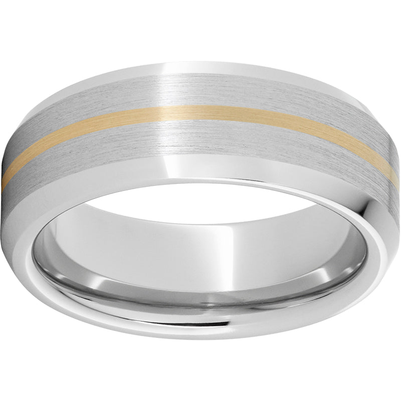 Serinium Beveled Edge Band with a 1mm 14K Yellow Gold Inlay