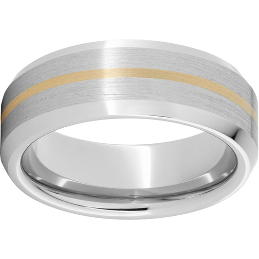 Serinium Beveled Edge Band with a 1mm 14K Yellow Gold Inlay