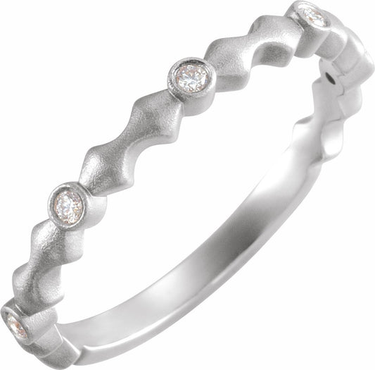14K White .07 CTW Diamond Anniversary Band with Bead Blast Finish