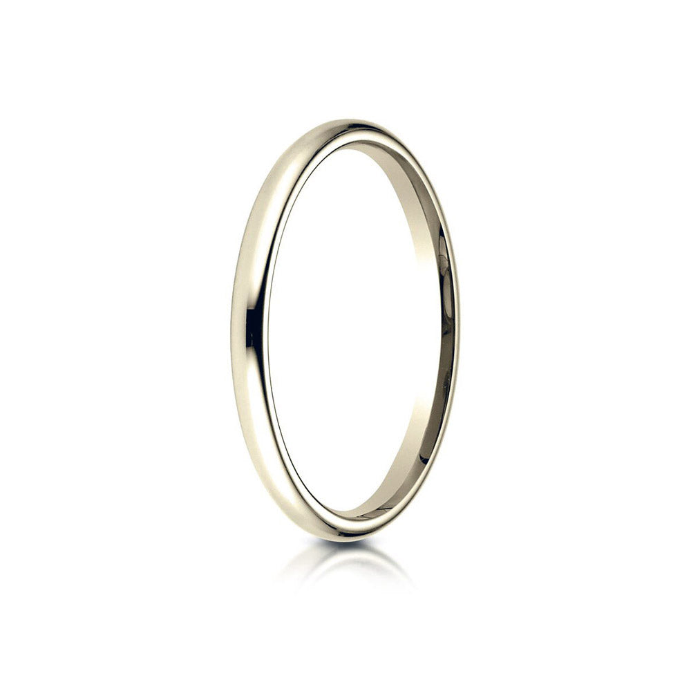 14K Yellow Gold 2 mm Slightly Domed Standard Comfort-Fit Wedding Band