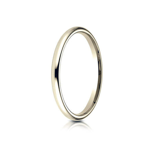 14K Yellow Gold 2 mm Slightly Domed Standard Comfort-Fit Wedding Band