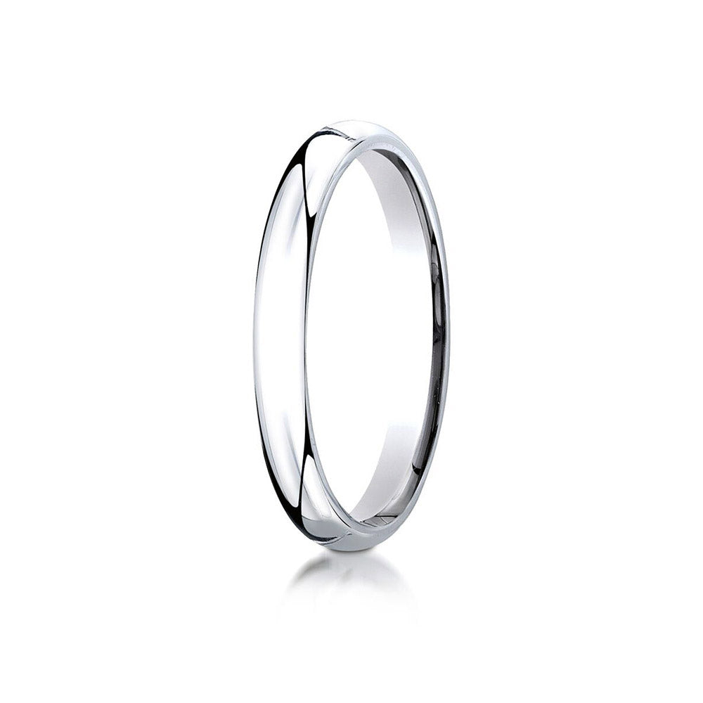 14K White Gold 3mm Slightly Domed Standard Comfort-Fit Wedding Band