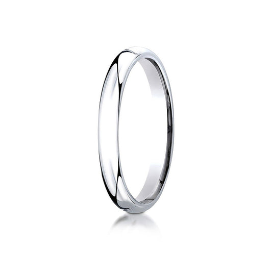 18K White Gold 3mm Slightly Domed Standard Comfort-Fit Wedding Band