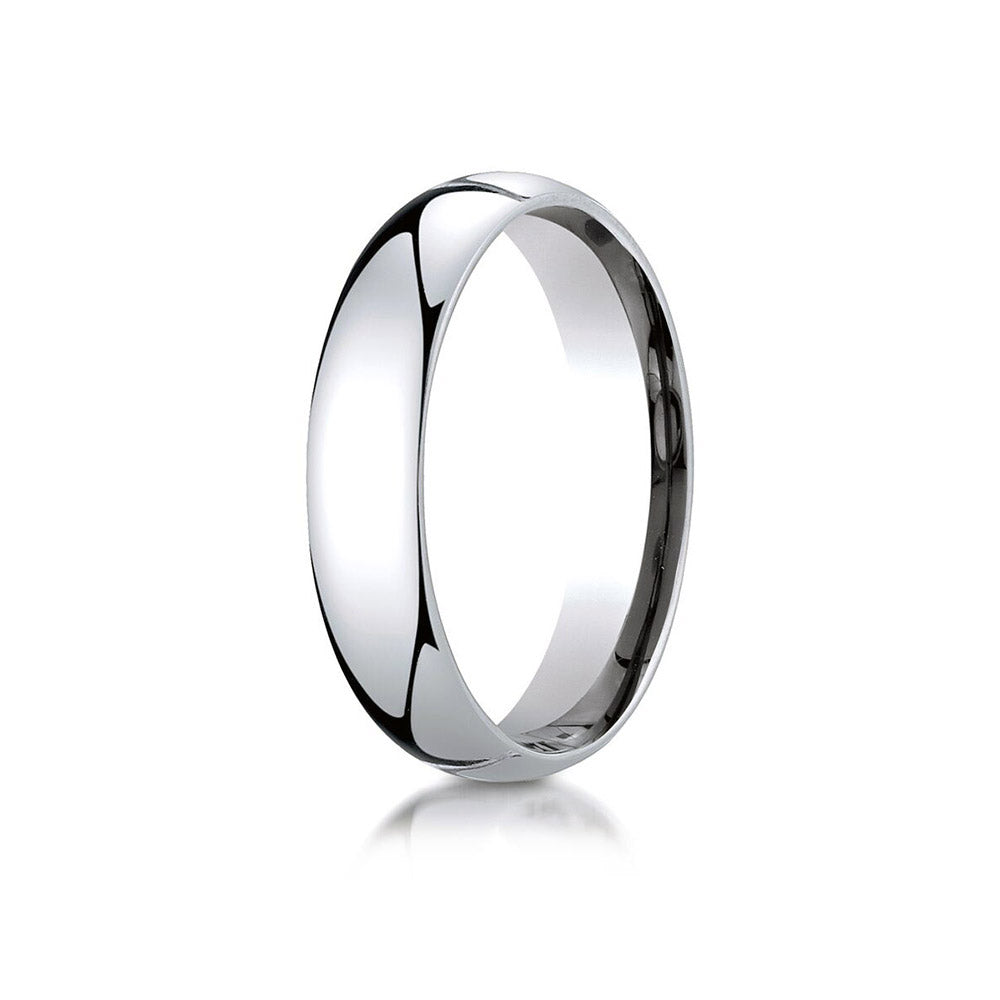 10K White Gold 5mm Slightly Domed Standard Comfort-Fit Wedding Band