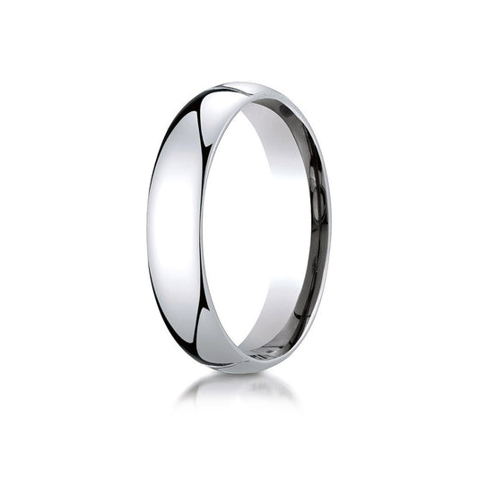 10K White Gold 5mm Slightly Domed Standard Comfort-Fit Wedding Band