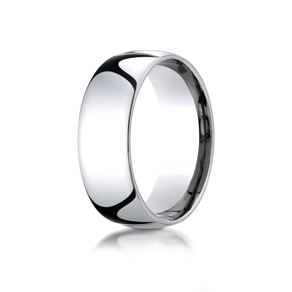 Palladium 8mm Slightly Domed Standard Comfort-Fit Wedding Band