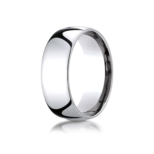 Palladium 8mm Slightly Domed Standard Comfort-Fit Wedding Band