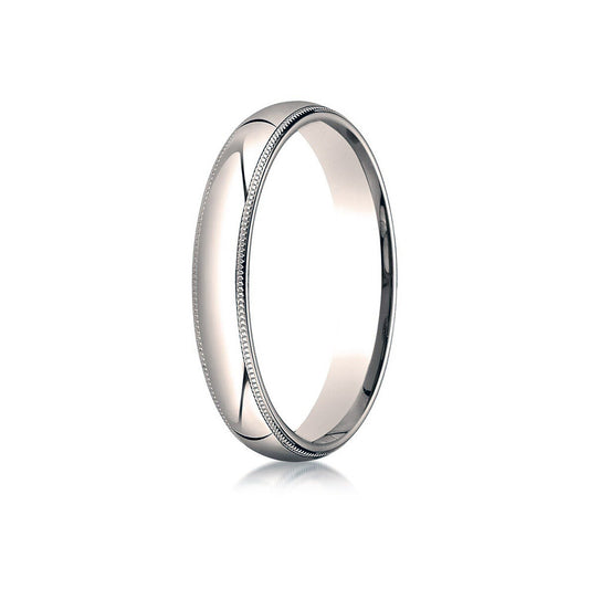 14K Rose Gold 4mm Slightly Domed Standard Comfort-Fit Wedding Band with Milgrain