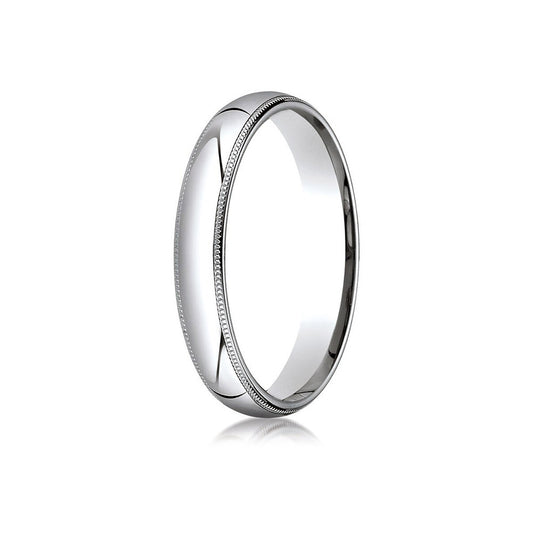 Palladium 4mm Slightly Domed Standard Comfort-Fit Wedding Band with Milgrain