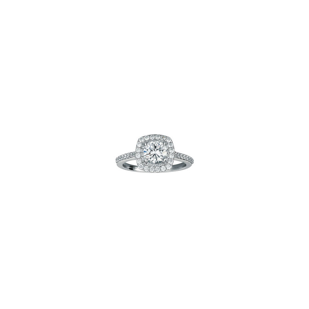 Platinum 0.50ct Diamond Double Halo Semi Mount Engagement Ring