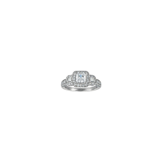 14k White Gold 0.91ct Diamond Vintage Style Semi Mount Engagement Ring