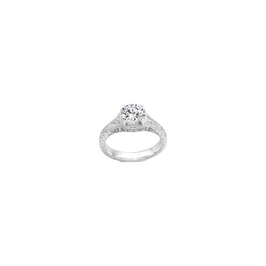 Platinum 0.06ct Diamond Vintage Style Semi Mount Engagement Ring