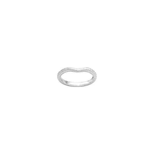 14k White Gold Vintage Style Curved Wedding Band