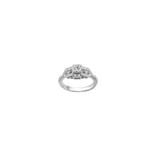 Platinum 0.14ct Diamond Double Halo Semi Mount Engagement Ring