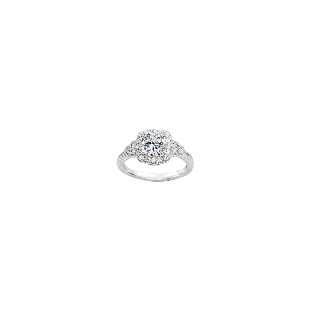 14k White Gold 0.34ct Diamond Halo Semi Mount Engagement Ring