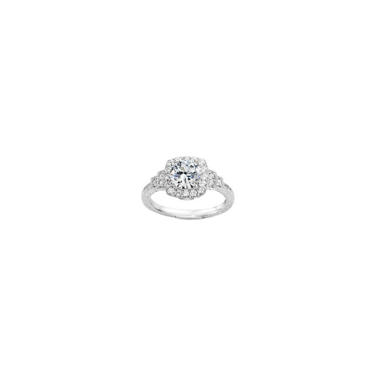 14k White Gold 0.34ct Diamond Halo Semi Mount Engagement Ring