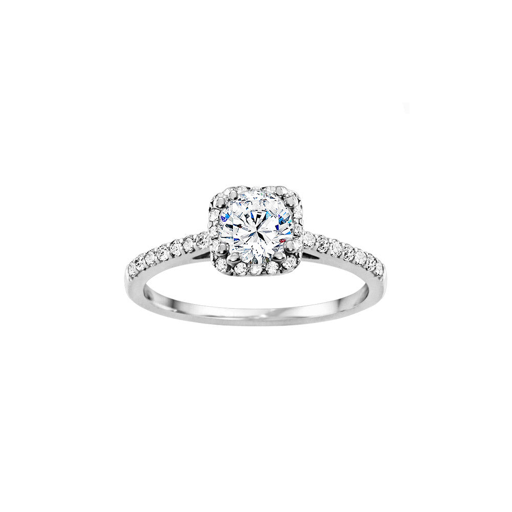 Platinum 0.31ct Diamond Halo Semi Mount Engagement Ring