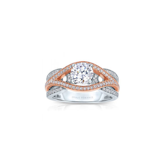 14k White 0.42ct Diamond Bypass Semi Mount Engagement Ring