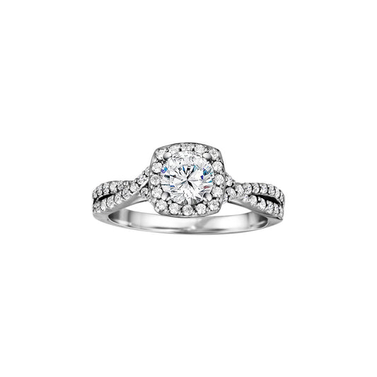 Platinum 0.48ct Diamond Halo Semi Mount Engagement Ring