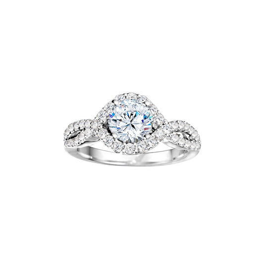 Platinum 0.74ct Diamond Halo Semi Mount Engagement Ring