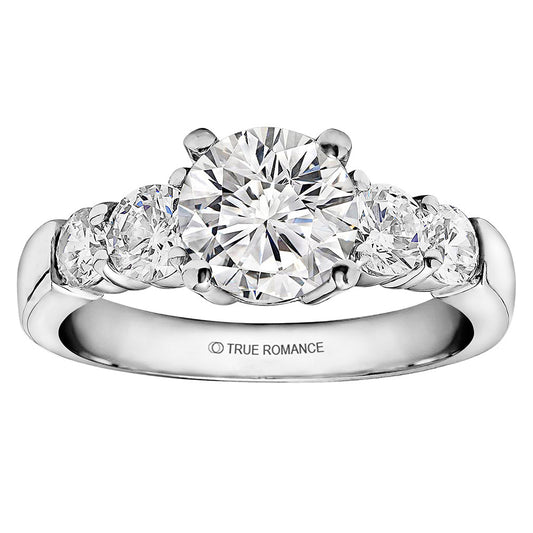 14k White 0.64ct Diamond Classic Semi Mount Engagement Ring