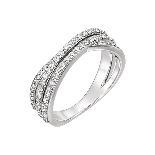 14k White Gold Diamond Criss Cross Ring