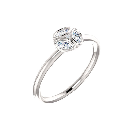 14k White Gold Diamond Stackable Ring